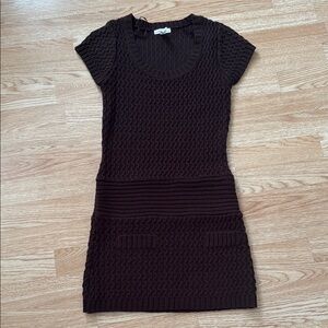 Vintage Style Brown Knit Dress